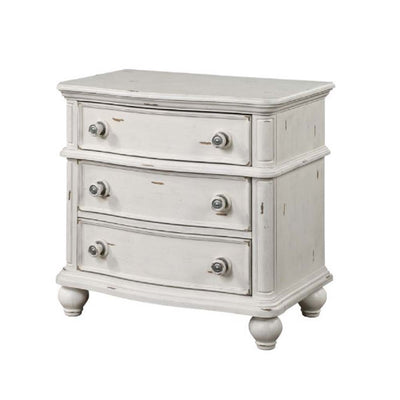 Jaqueline - Nightstand - Light Gray Linen & Antique White Finish - Grand Furniture GA