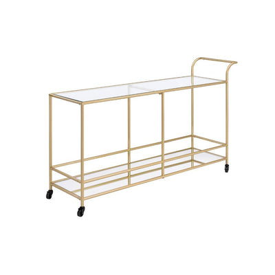 Kenda - Serving Cart - Clear Glass, Mirrored & Gold - Grand Furniture GA