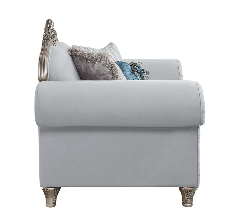 Pelumi - Chair - Light Gray Linen & Platinum - Finish - Grand Furniture GA