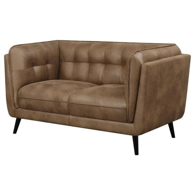 Thatcher - Upholstered Button Tufted Loveseat - Brown - Grand Furniture GA