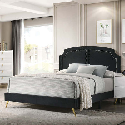 Zeena - Full Bed - Black Velvet - Grand Furniture GA