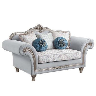 Pelumi - Loveseat - Light Gray Linen & Platinum - Finish - Grand Furniture GA