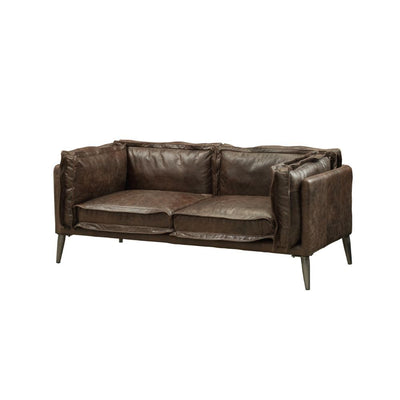 Porchester - Loveseat - Distress Chocolate Top Grain Leather - Grand Furniture GA