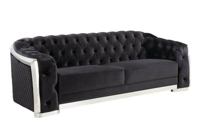 Pyroden - Sofa - Black Velvet & Chrome Finish - Grand Furniture GA