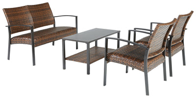Zariyah - Dark Brown - Love/Chairs/Table Set (Set of 4).