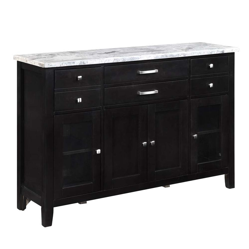 Hussein - Server With Marble Top - Marble & Black Finish - Grand Furniture GA