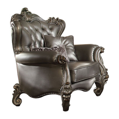 Versailles - Chair - Silver PU & Antique Platinum.