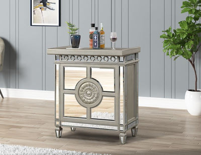 Varian II - Wine Cabinet - Mirrored & Antique Platinum - 43" - Grand Furniture GA