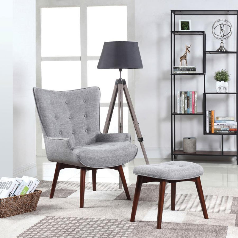 Willow - Upholstered Accent Chair With Ottoman - Grey and Brown.