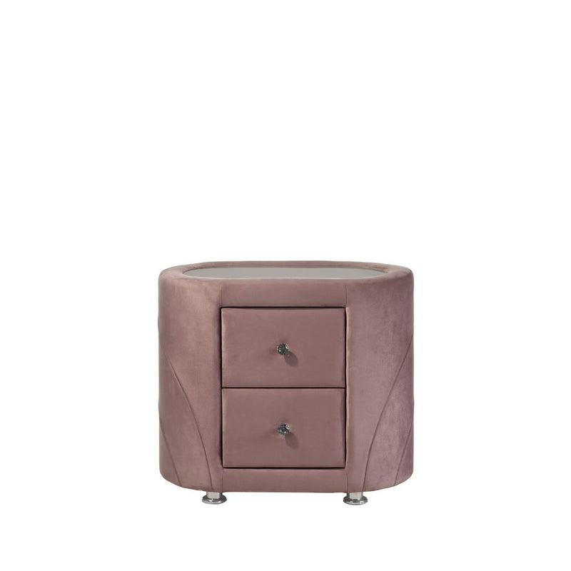 Salonia - Nightstand - Pink Velvet - Grand Furniture GA