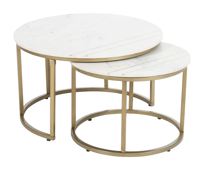 Kayla - Nesting Cocktail Table (Set of 2) - White / Gold