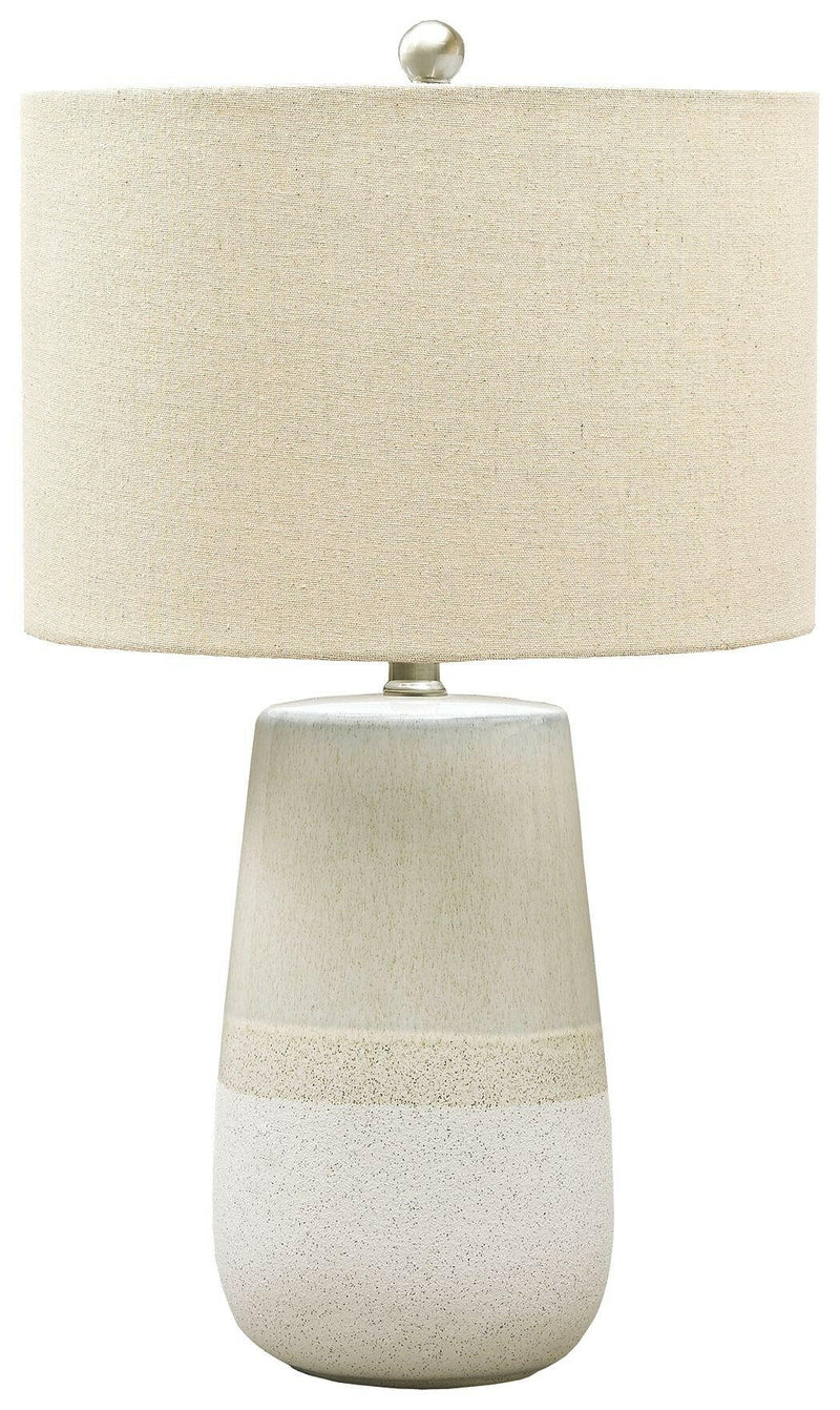 Shavon - Beige / White - Ceramic Table Lamp.