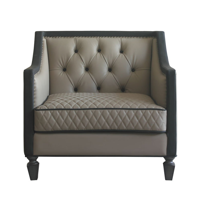 House - Beatrice Chair - Tan PU, Black PU & Charcoal Finish - Grand Furniture GA