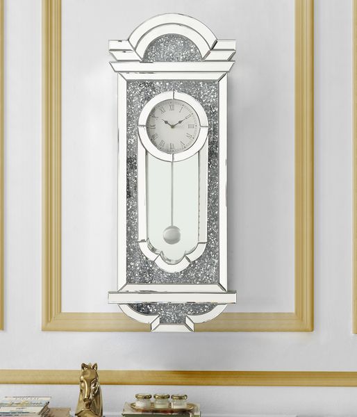 Noralie - Wall Clock - Mirrored & Faux Diamonds - Grand Furniture GA