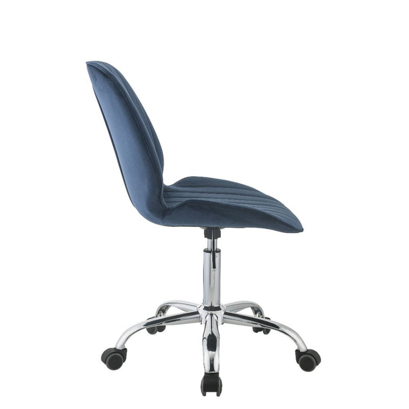 Muata - Office Chair - Twilight Blue Velvet & Chrome - Grand Furniture GA