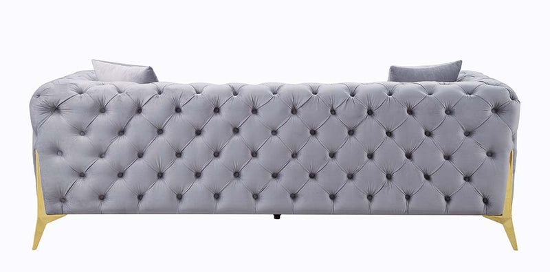 Jelanea - Sofa - Gray Velvet & Gold Finish - Grand Furniture GA