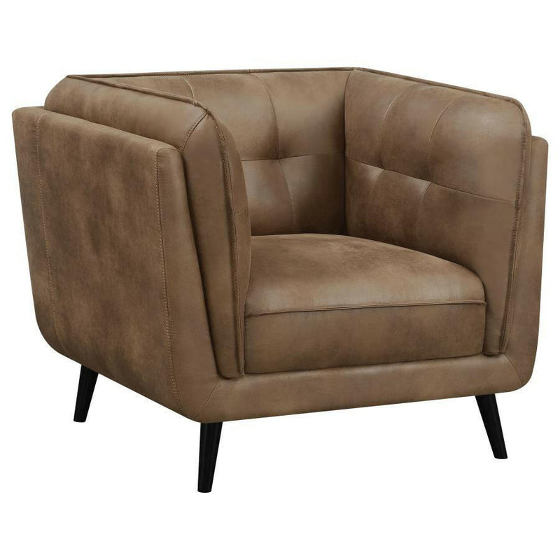 Thatcher - Upholstered Button Tufted Chair - Brown - Grand Furniture GA