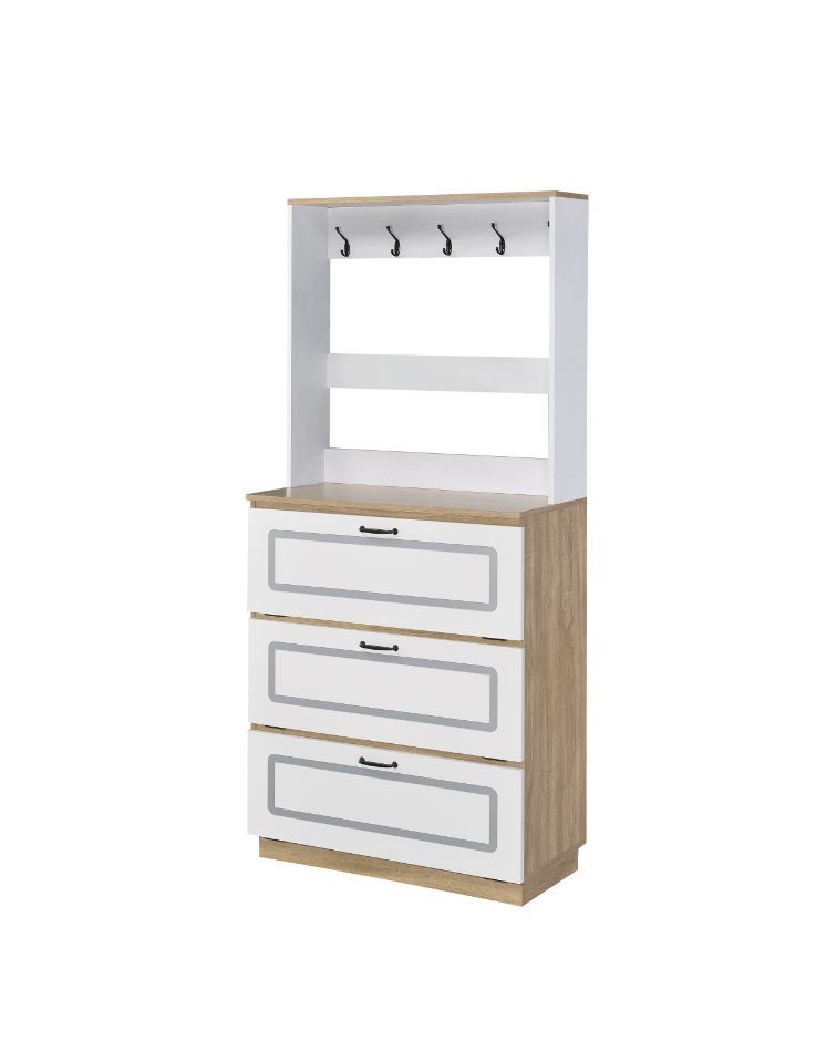 Hewett - Shoe Cabinet - Light Oak & White Finish - Grand Furniture GA