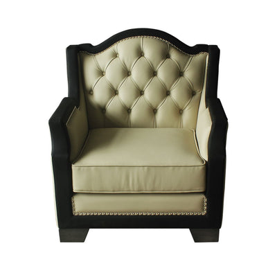 House - Beatrice Chair - Beige PU, Black PU & Charcoal Finish - Grand Furniture GA