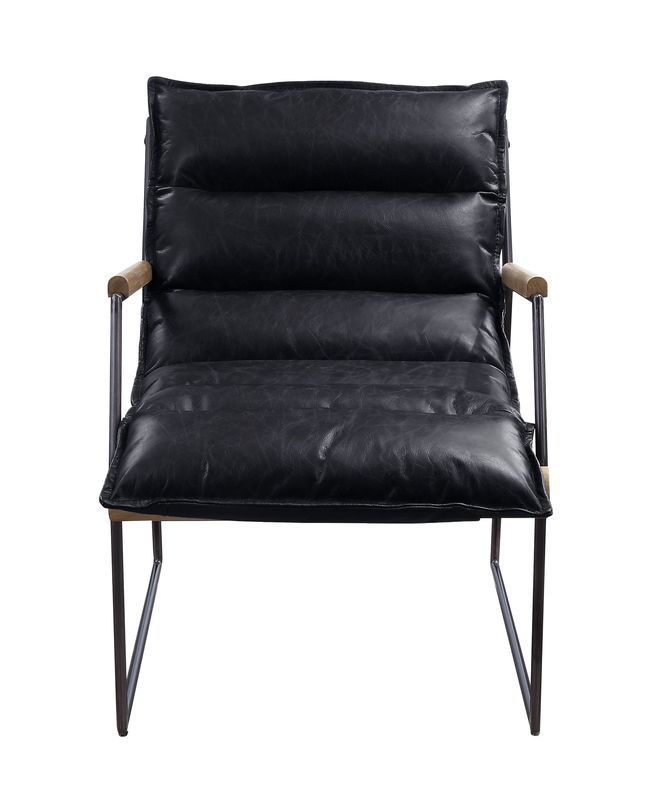 Luberzo - Accent Chair - Distress Espresso Top Grain Leather & Matt Iron Finish - Grand Furniture GA