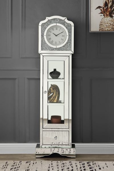 Noralie - Grandfather Clock - Mirrored & Faux Diamonds - Grand Furniture GA