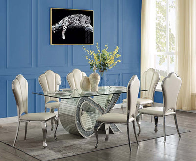 Noralie - Dining Table - Mirrored & Faux Diamonds - Glass - Grand Furniture GA