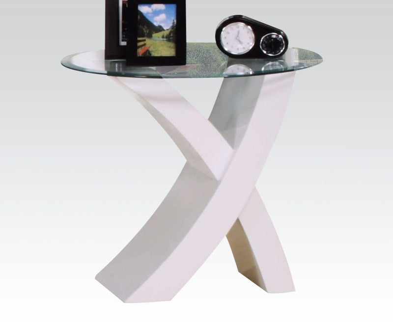 Pervis - End Table - White & Clear Glass - Grand Furniture GA