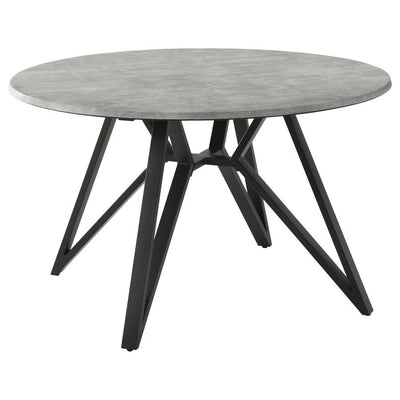 Neil - 5 Piece Round Dining Table Set Concrete - Gunmetal