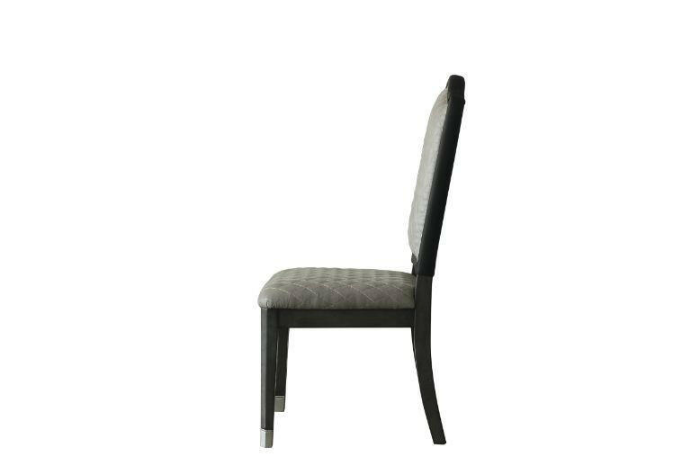 House - Beatrice Side Chair (Set of 2) - Two Tone Gray Fabric & Charcoal Finish - Grand Furniture GA