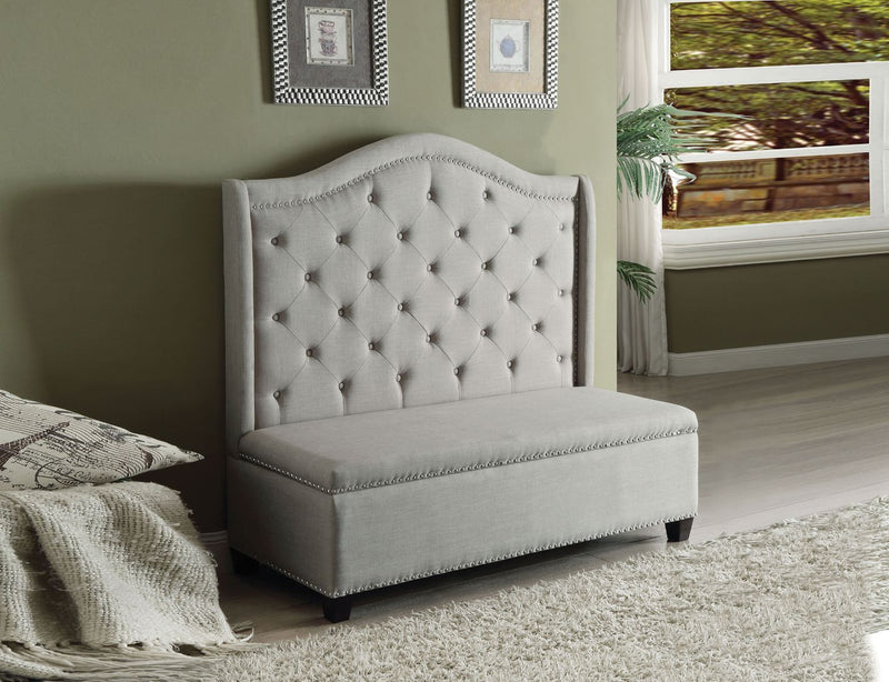 Fairly - Settee - Beige Fabric & Espresso - Grand Furniture GA