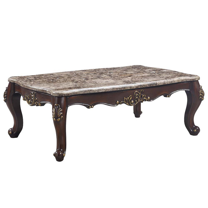 Ragnar - Coffee Table - Marble Top & Cherry Finish.