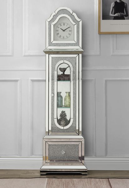 Noralie - Grandfather Clock - Mirrored & Faux Diamonds - Wood - 63" - Grand Furniture GA