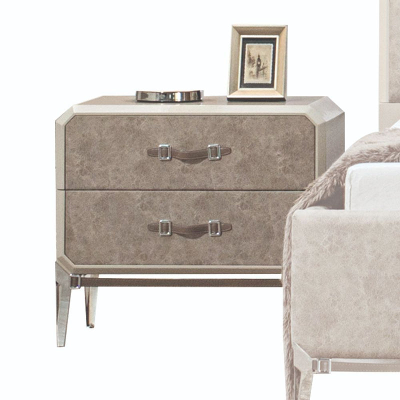 Kordal - Nightstand - Vintage Beige PU - Grand Furniture GA