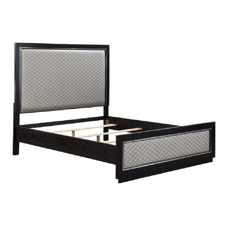 Nicola - Ek Bed - Silver PU & Black Finish - Grand Furniture GA