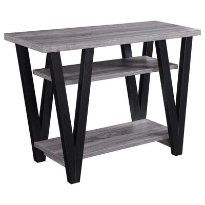 Stevens - V-Shaped Sofa Table - Black and Antique Grey.