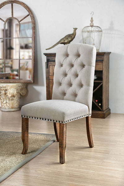 Gianna - Buttoned Side Chair (Set of 2) - Rustic Oak /Ivory