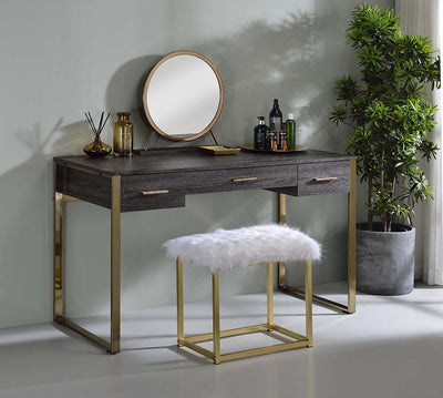 Perle - Vanity Desk - Champagne Gold & Black Finish - Grand Furniture GA