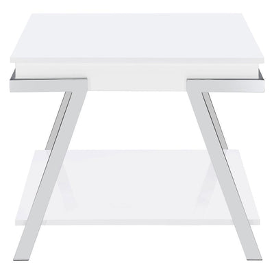 Marcia - Rectangular Side End Table - White High Gloss