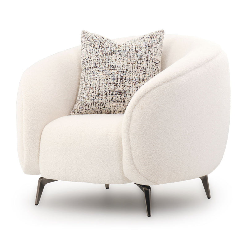 Noir Boucle - Accent Chair - Marshmallow/Black Nickel