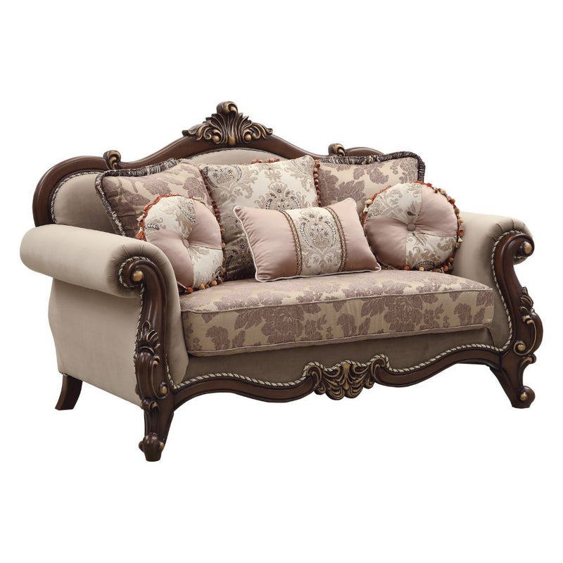 Mehadi - Loveseat - Velvet & Walnut - Grand Furniture GA