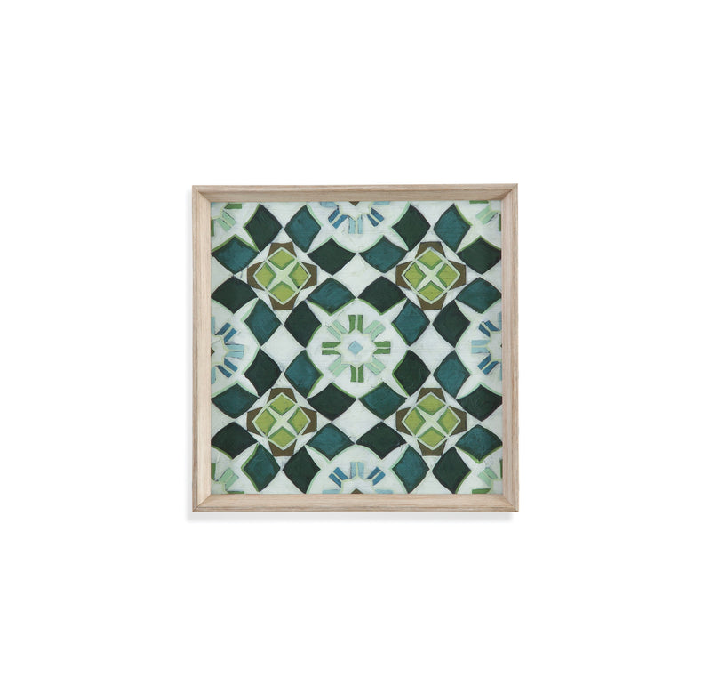 Palm Piazza Tile II - Framed Print - Green