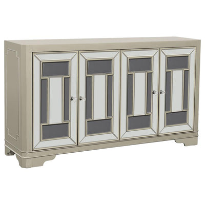 Toula - 4-Door Accent Cabinet - Smoke and Champagne.