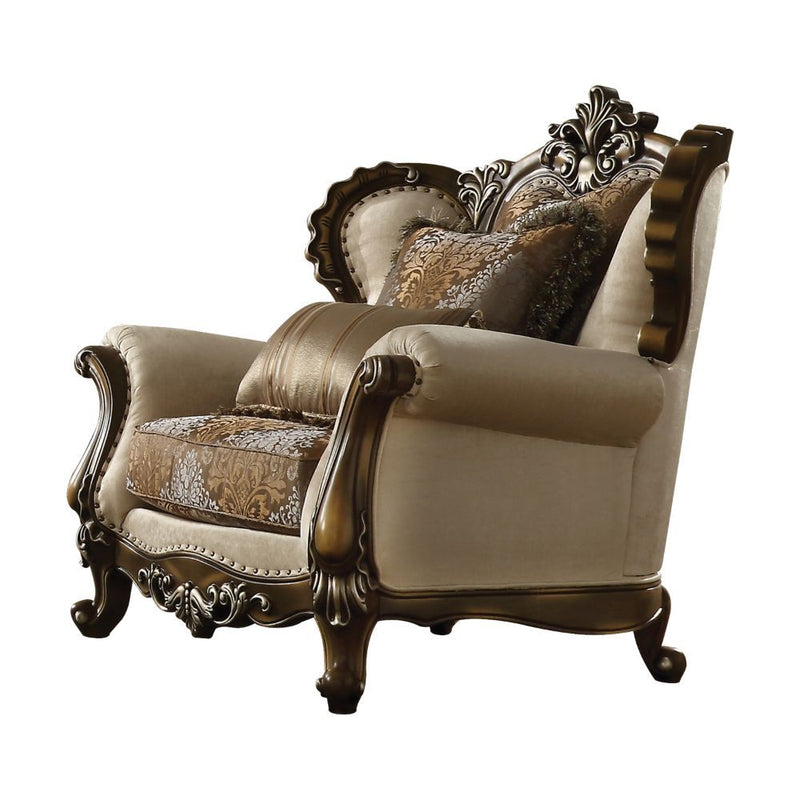 Latisha - Chair - Tan, Pattern Fabric & Antique Oak - Grand Furniture GA