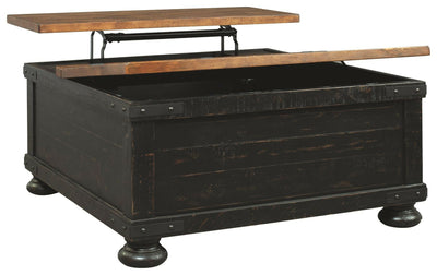 Valebeck - Black / Brown - Lift Top Cocktail Table.