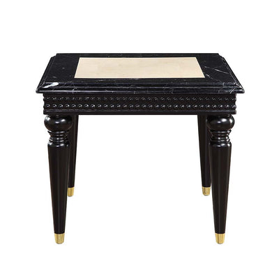 Tayden - End Table - Marble Top & Black Finish.