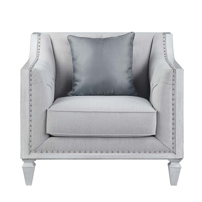 Katia - Chair - Light Gray Linen & Weathered White Finish - Grand Furniture GA