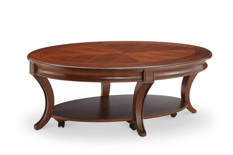 Winslet - Oval Cocktail Table (With Casters) - Cherry.