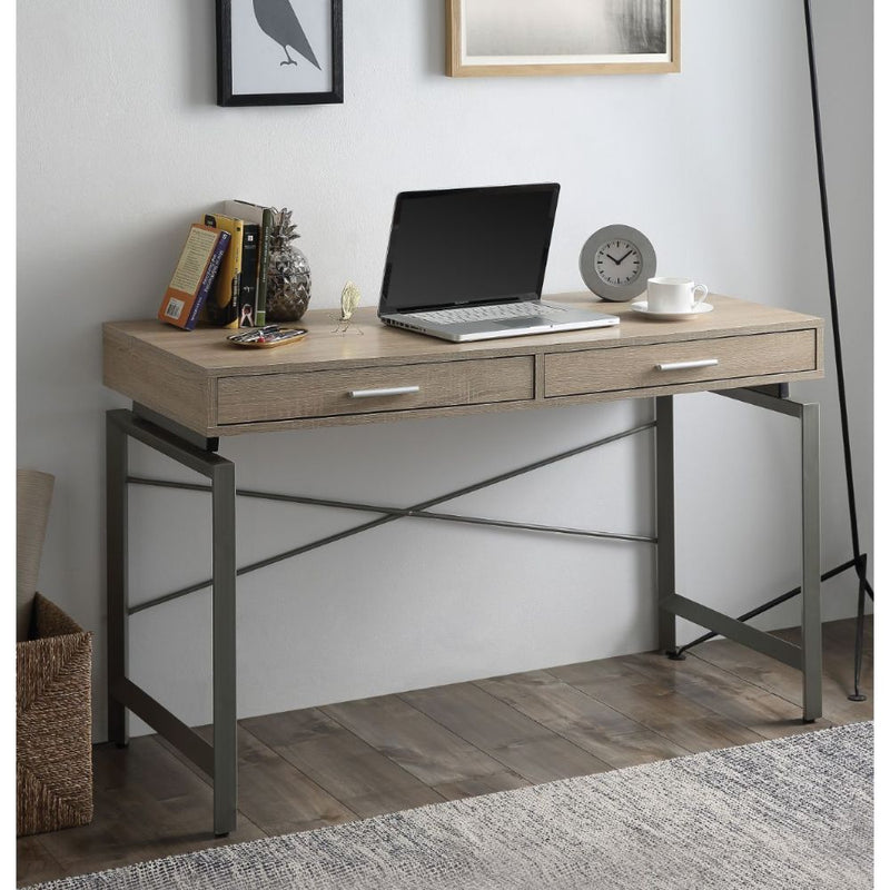 Yaseen - Desk - Natural & Nickel - Grand Furniture GA