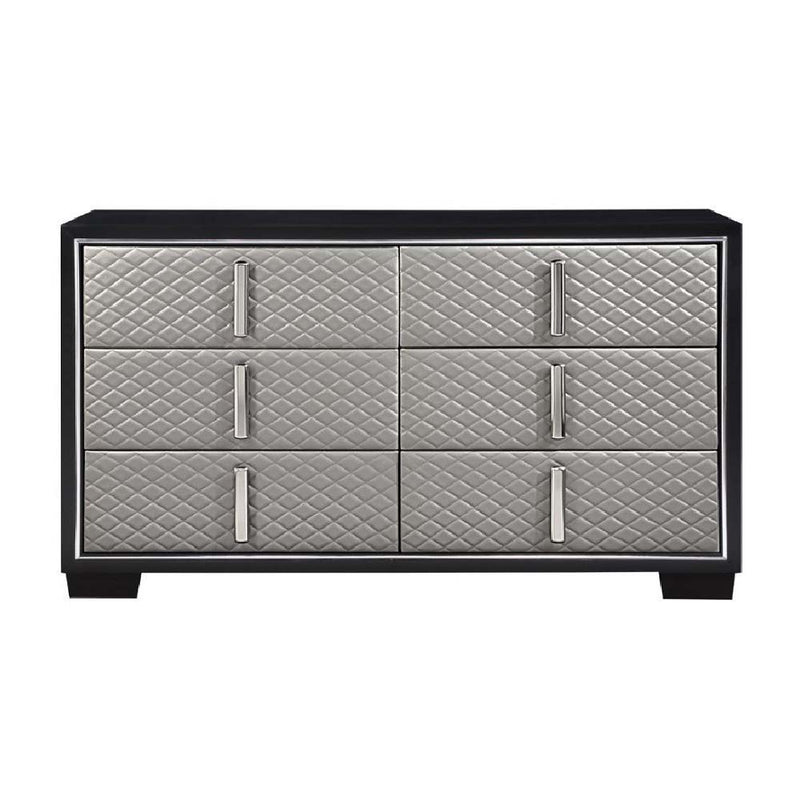 Nicola - Dresser - Silver PU & Black Finish - Grand Furniture GA