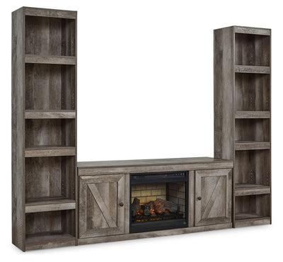 Wynnlow - Gray - 3-Piece Entertainment Center With Electric Fireplace.